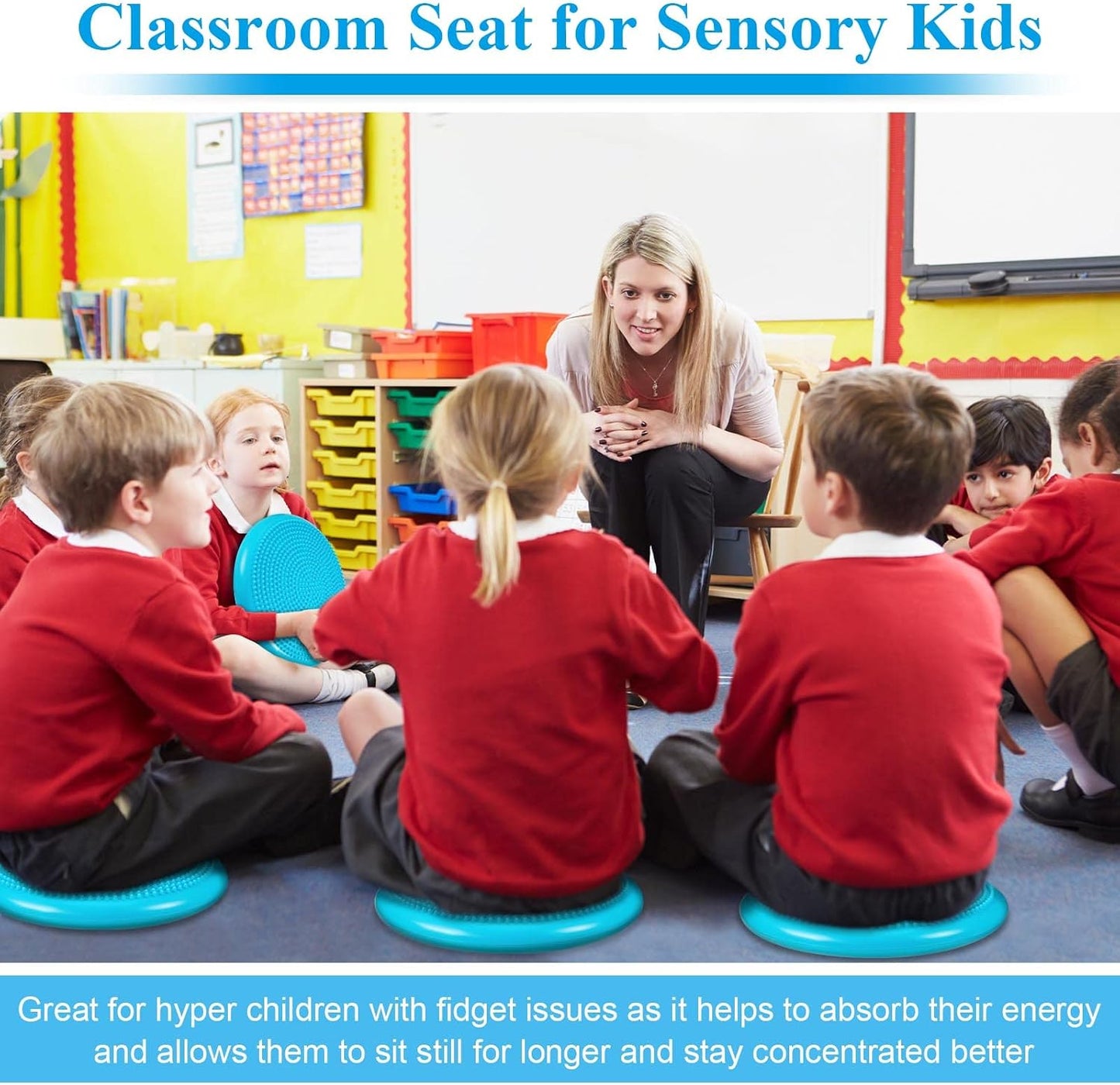 10 Pcs Wobble Cushion Wiggle Seat for Sensory Kid Flexible Seating Promotes Active Learning Improves Student Productivity Stability Inflated Balance Disc Pad with Air Pump for Classroom