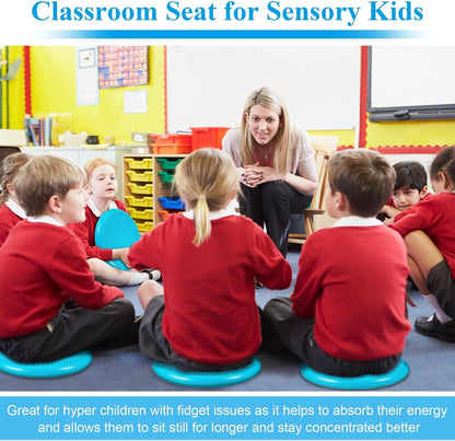 10 Pcs Wobble Cushion Wiggle Seat for Sensory Kid Flexible Seating Promotes Active Learning Improves Student Productivity Stability Inflated Balance Disc Pad with Air Pump for Classroom