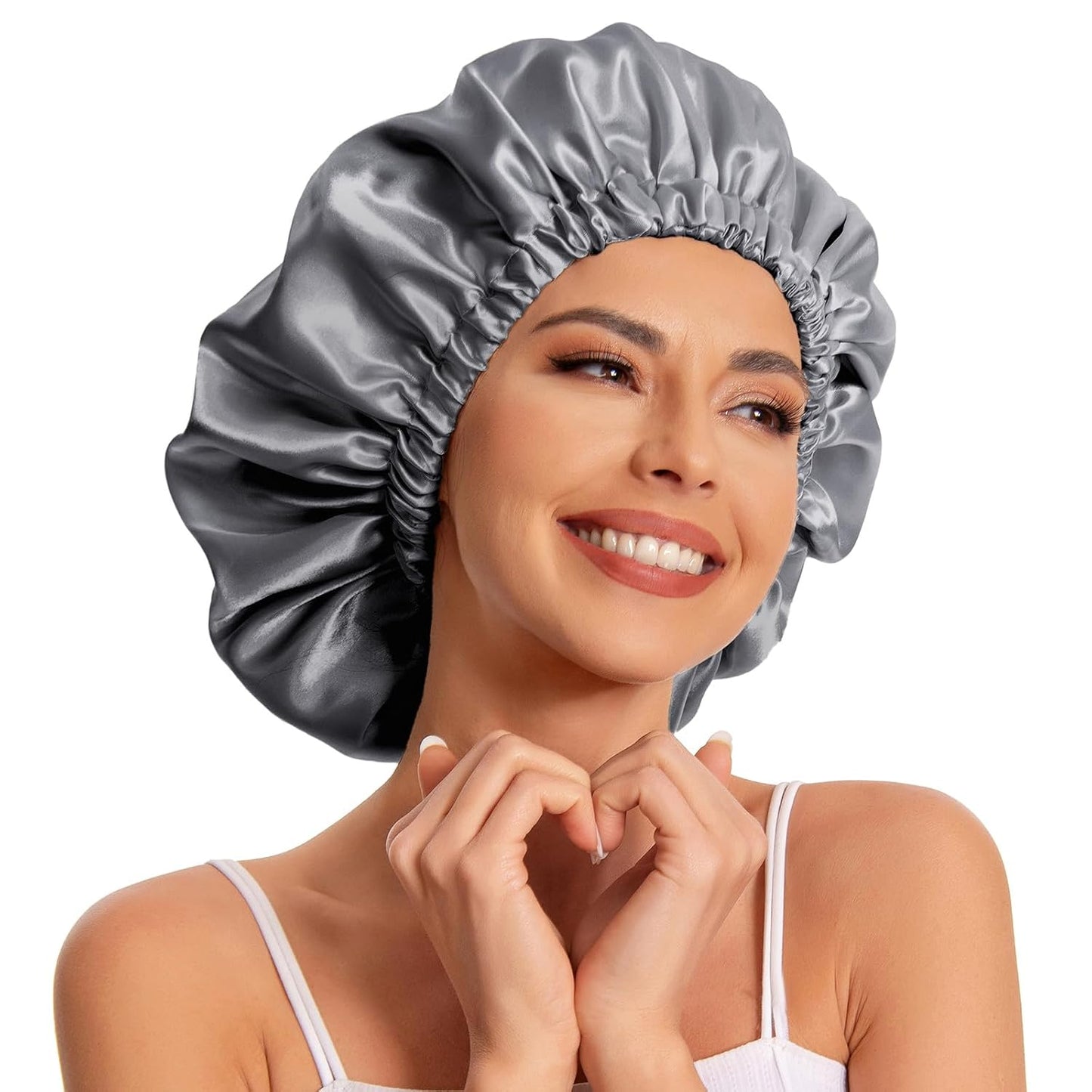 Satin Bonnet Silk Bonnet Hair Bonnet for Sleeping-Slouchy Beanie Hat Satin Sleep Cap for Women's Natural & Curly Hair(Blue Zircon)