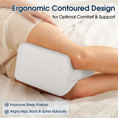 BlissTrends Memory Foam Knee Pillow, Knee Pillow for Side Sleepers, Leg Pillows for Sleeping Blood Circulation, Elevation Pillow for Spine Aligning, Sciatica, Back, Hip, Knee, Ankle Pain, Grey