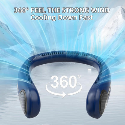 Portable Neck Fan, Personal Wearable Bladeless Fan, 6000mAh USB Rechargeable, 360° Airflow, LED Display, 4-Speeds, Hands Free Fan for Outdoor Indoor, Birthday Gifts for Men Women Dad Mom (Black)
