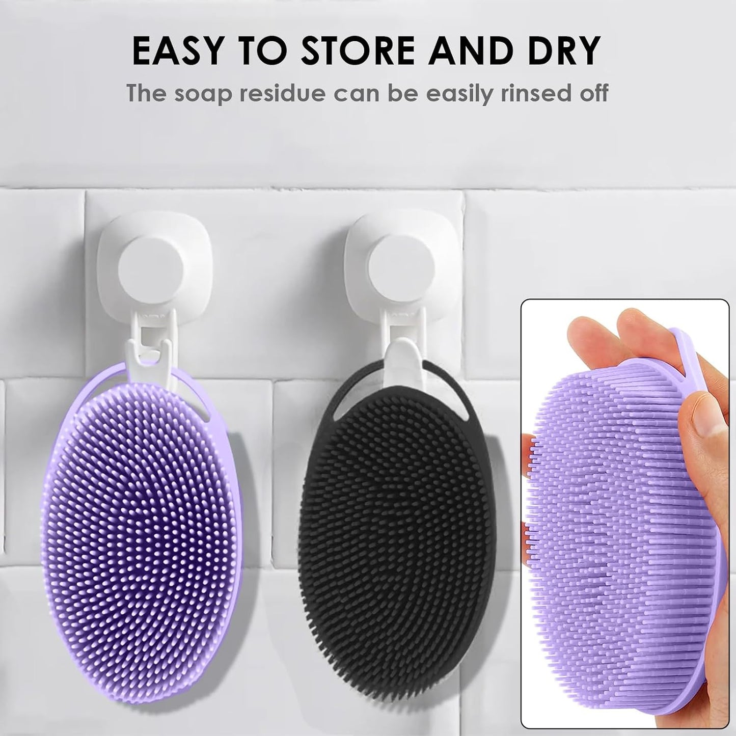 Silicone Body Scrubber – Dual-Sided Silicone Loofah for Shower, Set of 2 Soft Exfoliating Body Bath Shower Scrubber Loofah Brush Easy-to-Clean for Sensitive Kids Women Men All Kinds of Skin