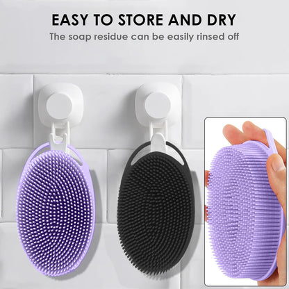 Silicone Body Scrubber – Dual-Sided Silicone Loofah for Shower, Set of 2 Soft Exfoliating Body Bath Shower Scrubber Loofah Brush Easy-to-Clean for Sensitive Kids Women Men All Kinds of Skin