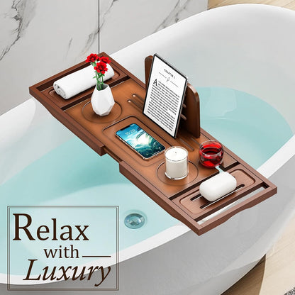 Banlilu Bathtub Tray - Bath Tray Expandable - Bath Tub Tray Table for Bathtub, Ajustable Size, Fits Most Tubs