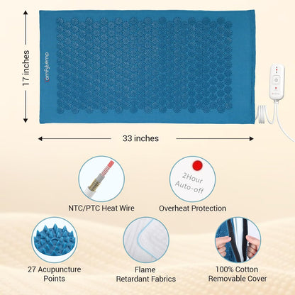 Comfytemp Heated Acupressure Mat for Back, 2 in 1 Large 17"x33" Acupuncture Massager, FSA Eligible, HSA Approve Heating Pad to Relax Leg Muscle Tension/Stress/Foot Comfort, Similar to Acupuncture
