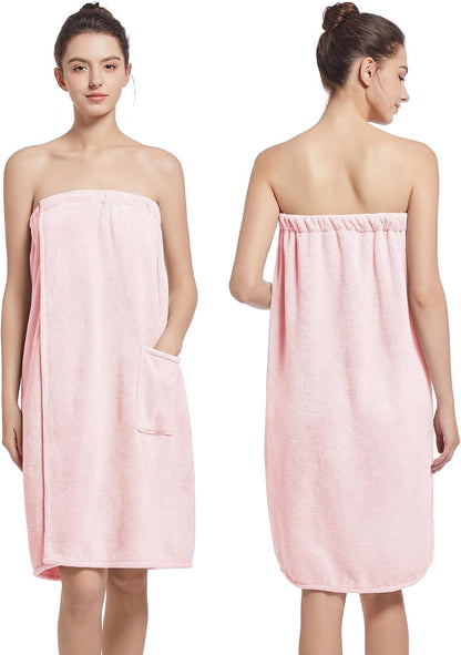 Women'S Soft Wrap Towel Full Length，Bath Robe After Shower Female Plush Long，Spa Bathrobes Lightweight With Pockets