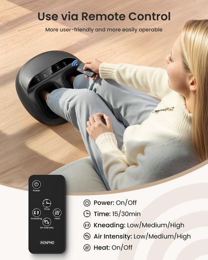 RENPHO Foot Massager Machine with Heat, Shiatsu Foot Massager for Plantar Fasciitis, Kneading & Compression, Birthday Day Gifts for Women Wife Men, Cordless Control, FSA Store HSA Eligible, Size 13