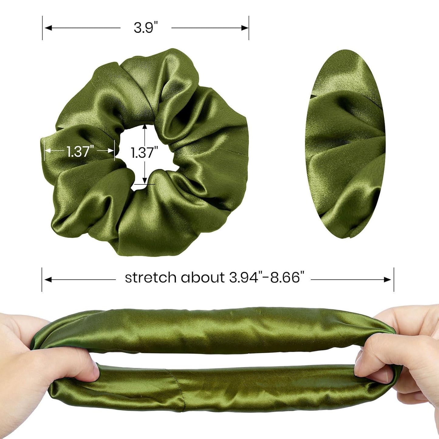 LILYSILK Silk Hair Scrunchies / Ties for Frizz & Breakage Prevention, 100% Mulberry, No Damage, Elastic ponytail Holders, 1Pc, Coffee - Colors B