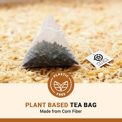 Jasmine Oolong Tea Loose Leaf, 10ct Teabags, Tie Guan Yin with 3-Round Jasmine Scenting, Plant-based tea bag, Resuable Pocket Tin