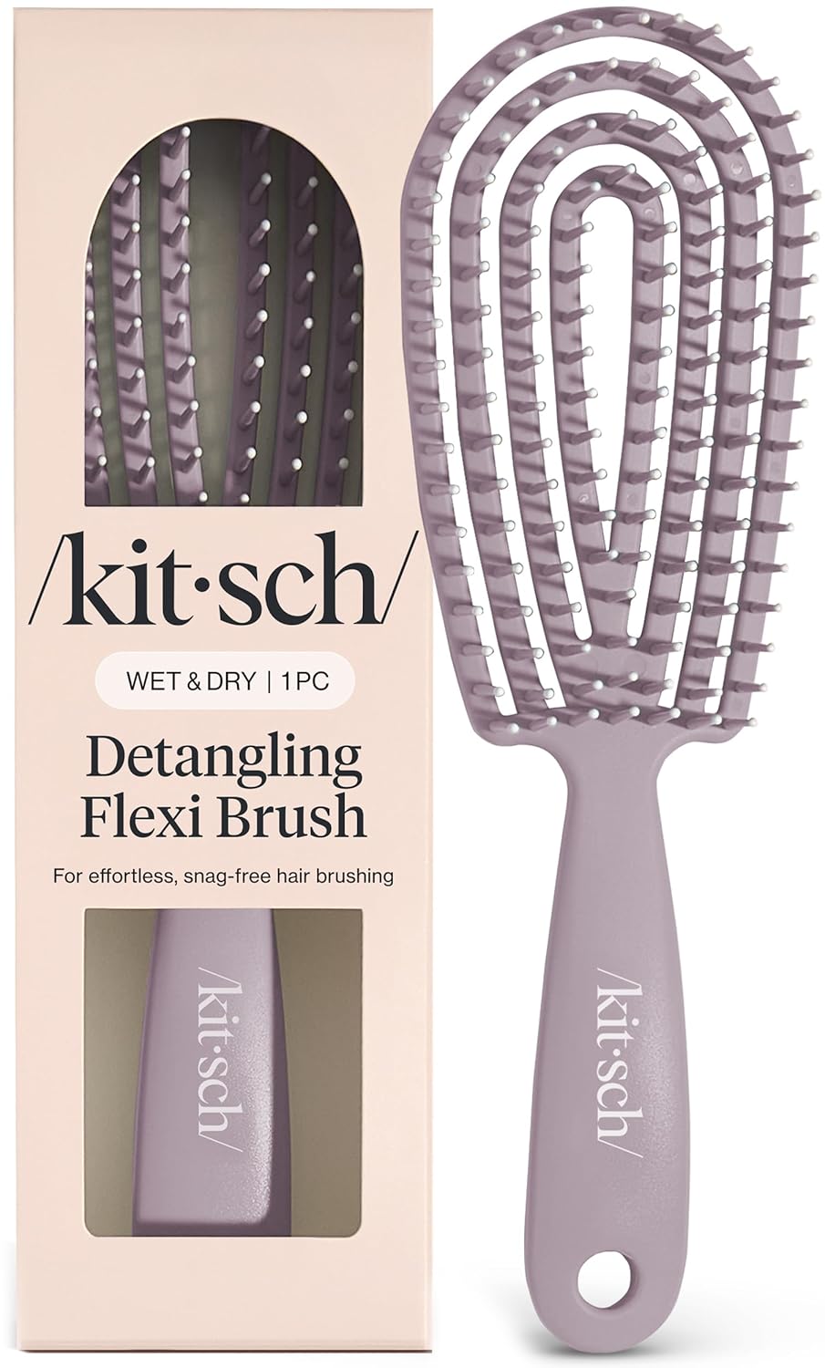 Kitsch Hair Brush Detangler – Flexi Flow Hair Brush for Women, Men & Kids | Detangling Brushes for Curly Hair with Bendable Frame, Bounce Curl Defining Brush for Wet or Dry Strands - Soft Violet