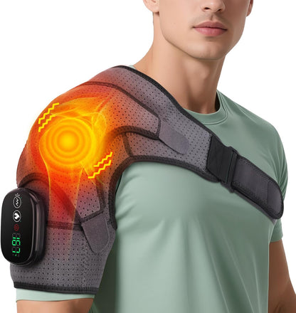 Shoulder Heating Pad with Massage, FSA Eligible Items List, Shoulders Massager for Pain Relief, Left Right Heated Shoulder Wrap for Rotator Cuff & Shoulder Brace Support, HSA Approved Products Only
