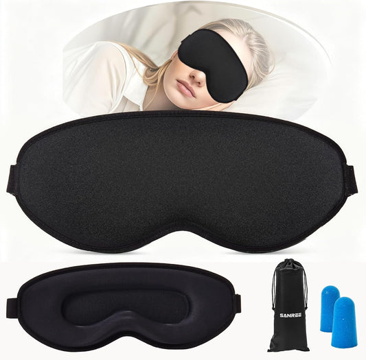 Sleep Mask for Side Sleeper Women Men,Blackout Eye Masks for Sleep,3D Contoured Sleeping Mask,Breathable Adjustable Eye Cover Blindfold with lash Extensions for Trave,Nap,Night Work,Black