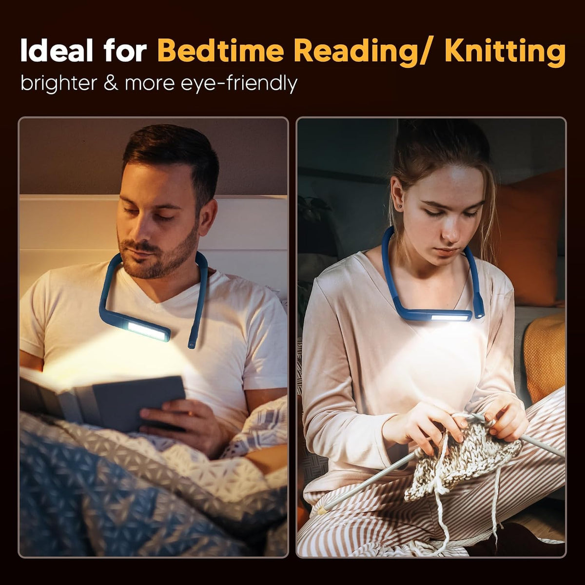 Reading Light, Rechargeable Neck Light, Stepless Dimming Book Light