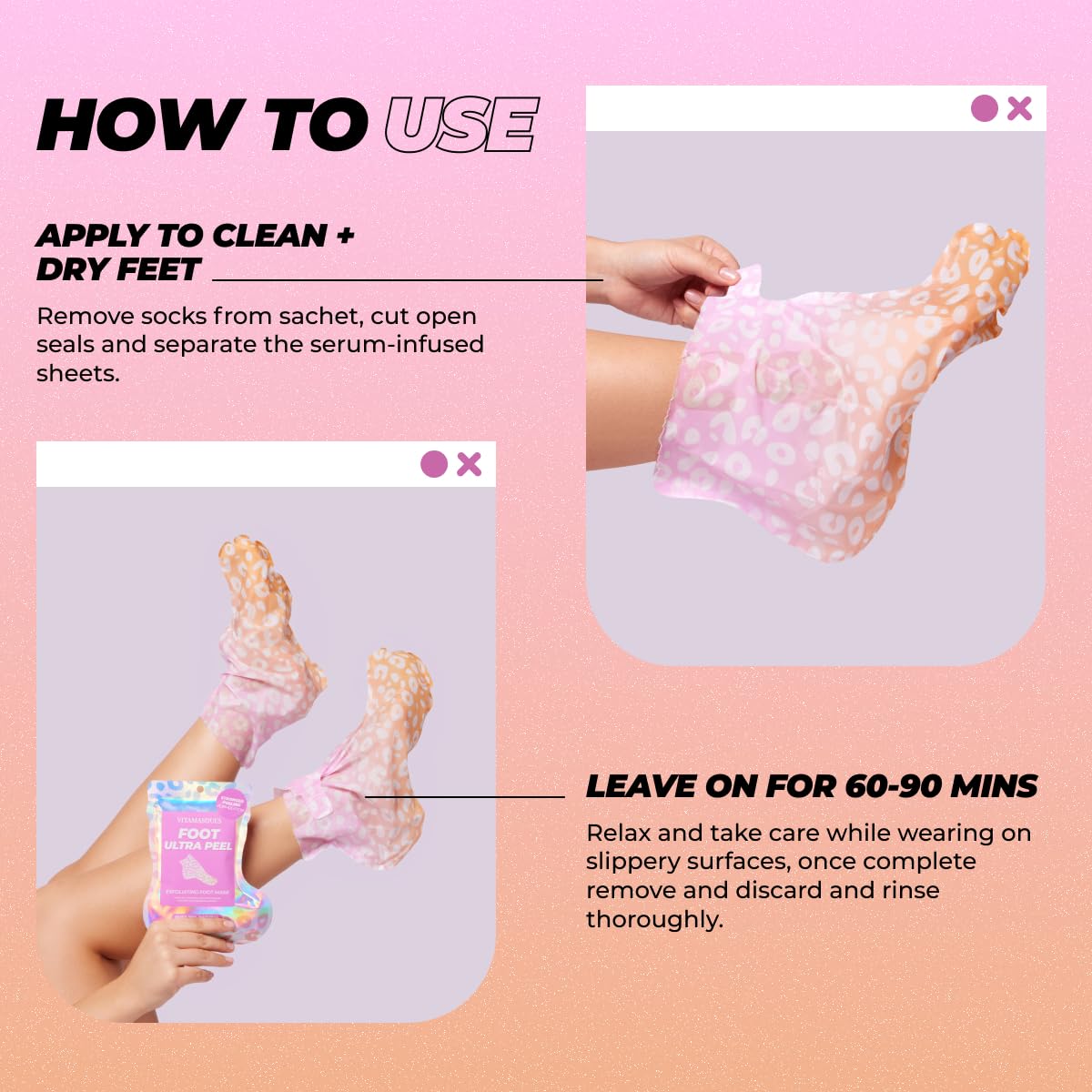 Vitamasques Foot Peeling Mask - 5 Pairs Professional Korean Exfoliating Foot Mask for Dry Cracked Feet & Callus Removal, Feet Peeling Masks that Remove Dead Skin for Soft Heels with AHA BHA PHA