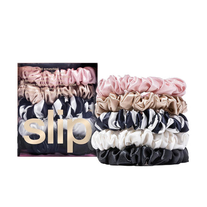 slip Back to Basics Black Midi & Large Scrunchie Set | Includes 2 Midi & 1 Large Pure Silk Scrunchies | 100% Mulberry Silk, Anti-Crease, Gentle on Hair, Prevents Breakage | Stylish & Durable