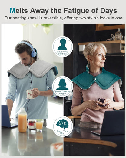 Heating Pad for Neck Shoulders Back, Extra Large Heat Pad for Full Body Relax, Electric Heated Wrap for Seniors, Dad Gifts Fathers Day, Birthday Gifts for Men Women Mom Grandma, ETL Safety Certified