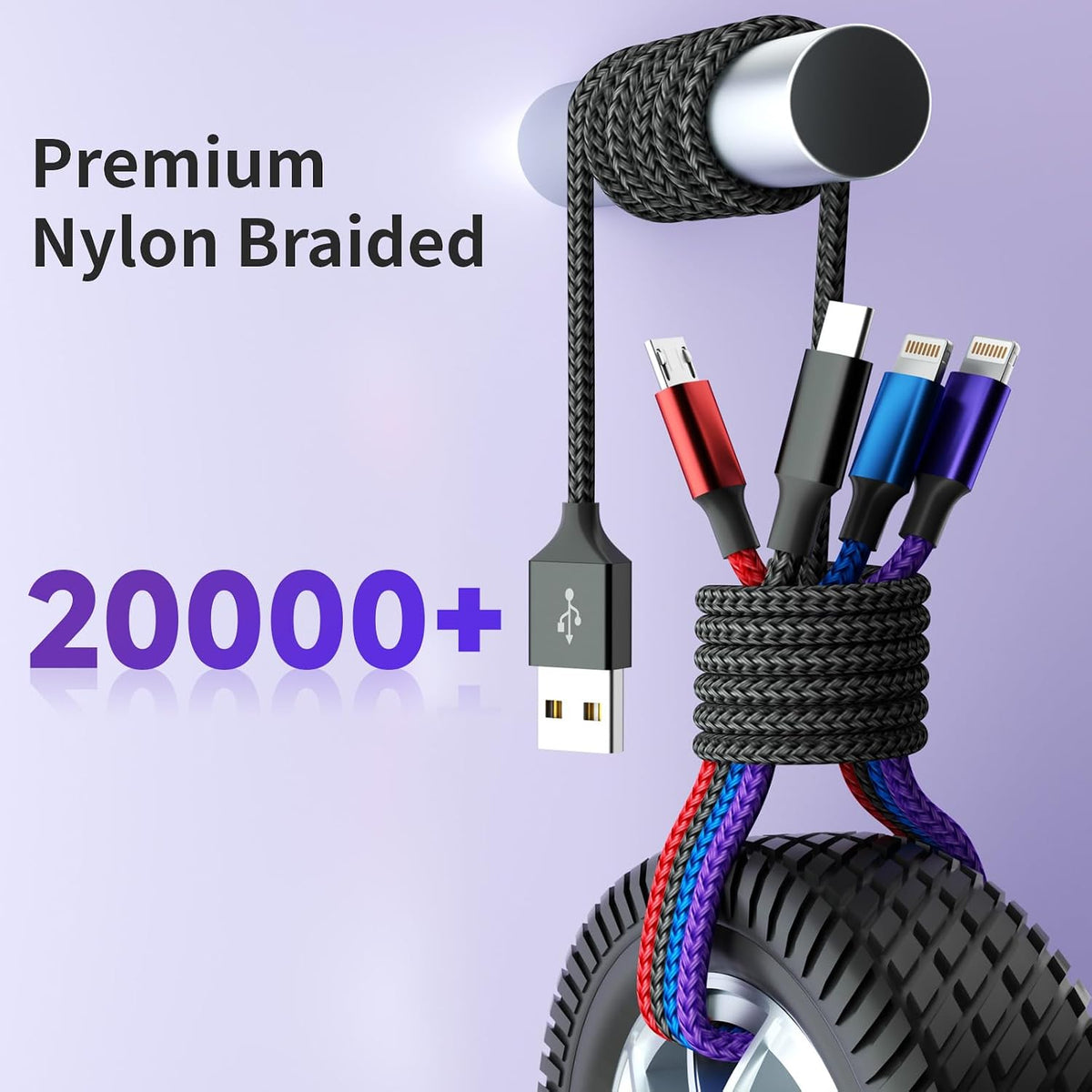 4 in 1 Multi Charging Cable, 5FT Charging Cords for Multiple Devices