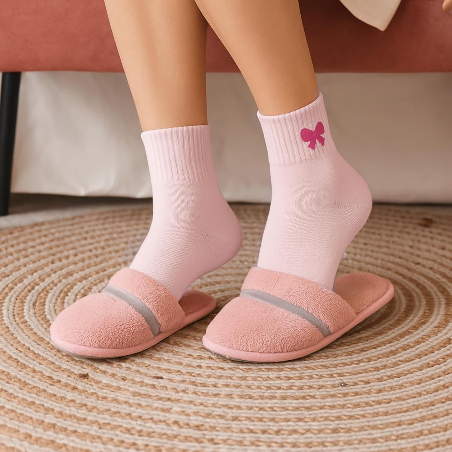 Eurzom 10 Pairs Socks Womens Crew Elastic Ankle Length Cotton Socks Aesthetic Cute Lightweight Low Cut Gifts for Women - Colors B