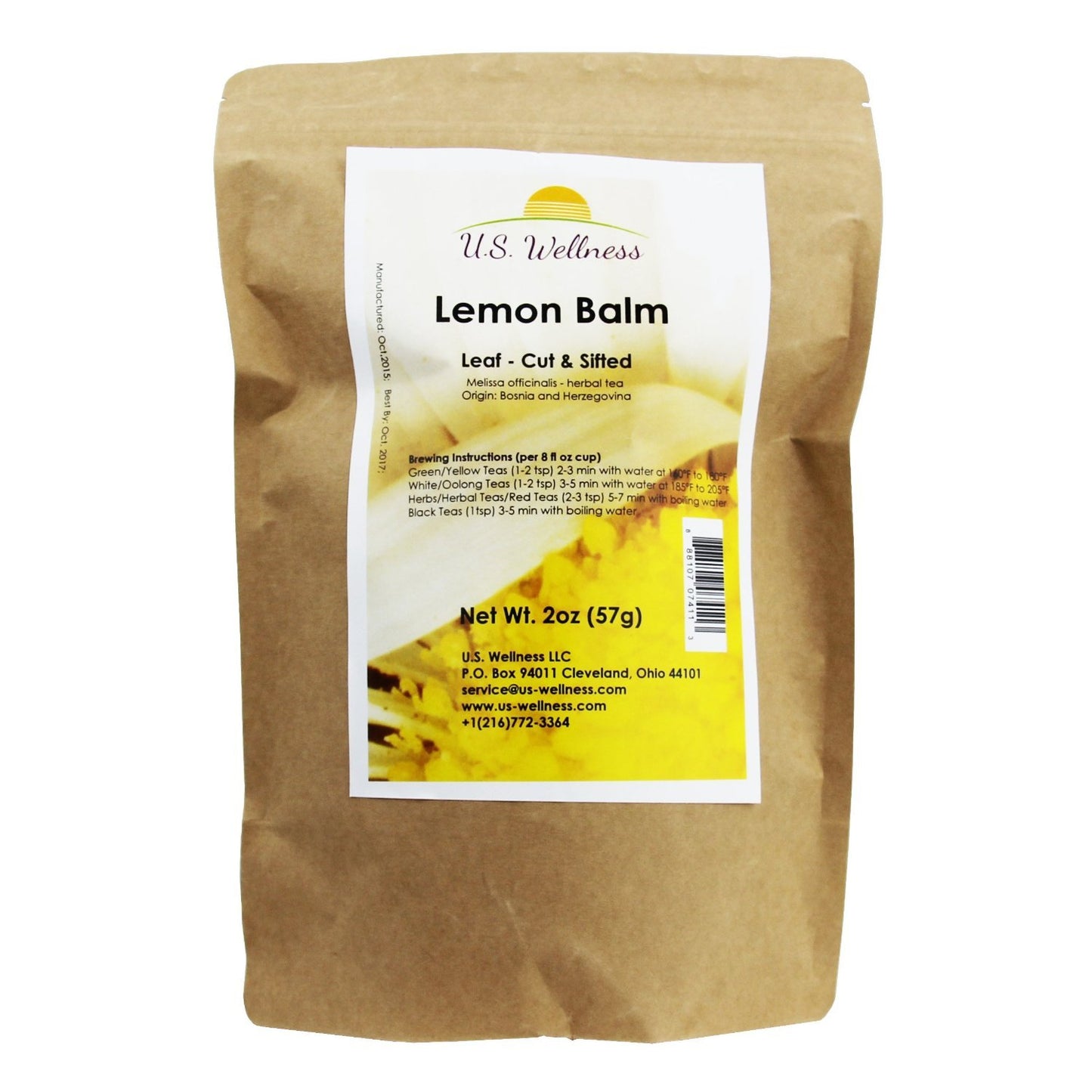 Lemon Balm (Herbal Tea): (Melissa Officinalis Caffeine Free) - Balm Leaf (Cut and Sifted), 1lb (16Oz) U.S. Wellness Bulk Tea