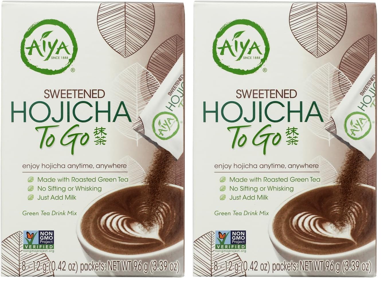 Aiya Japanese Sweetened Matcha Powder to Go Sticks - Ceremonial Grade, Vegan-Friendly, Gluten-Free - 8 Individually Packed Single-Serving Sticks for Freshness and Convenience
