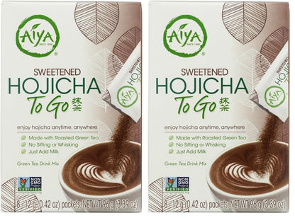 Aiya Japanese Sweetened Matcha Powder to Go Sticks - Ceremonial Grade, Vegan-Friendly, Gluten-Free - 8 Individually Packed Single-Serving Sticks for Freshness and Convenience