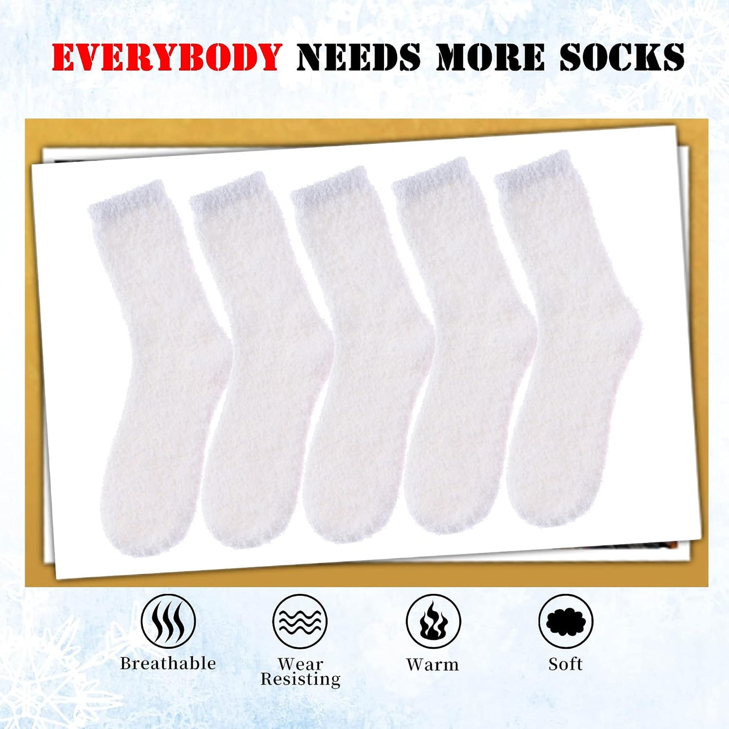 LANLEO 5/6 Pairs Womens Super Soft Fuzzy Plush Warm Winter Home Sleeping Slipper Socks