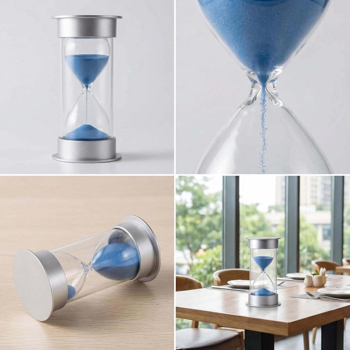 60 Minutes Hourglass Sand Timer, Dual Protection Hour Glass with Sand, Sand Timer for Kids Safety, Sand Clock Watch, Creative Gift, Living Room Office Decorative (Blue)