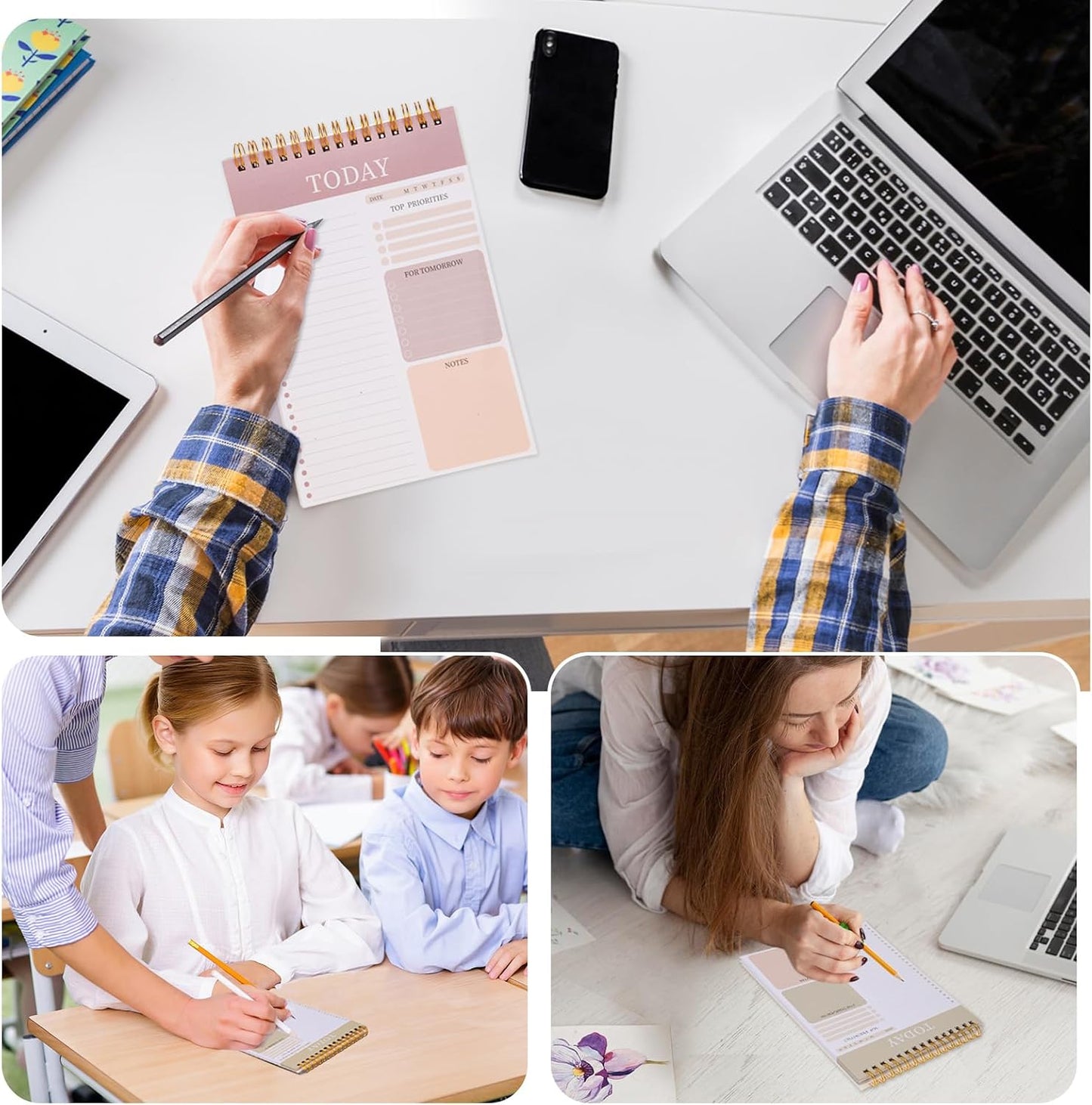 2 Packs To Do List Notepad, 104 Pages To Do List Notebook A5 Undated Daily Planner Notepad with Task Checklist Home Office School Supplies