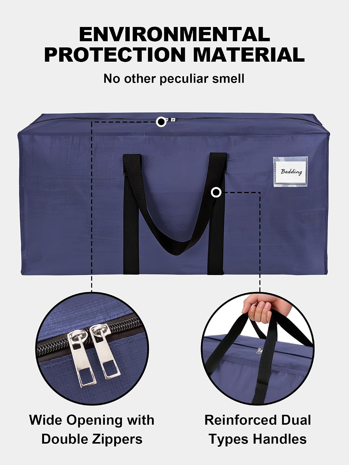 HOMESURE Supports 200lbs Heavy Duty Moving Bags - Strong Zipper & Wrap-Around Handles - Water-Resistant Storage Totes, Durable Alternative to Moving Boxes - - Semi-Transparent