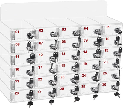 Transparent Acrylic Wallmounted Phone Charging Station 30 Slots Lockable with Keys Nized Storage for Mobile Devicesideal for OfficesHomes,One Color-25Slots