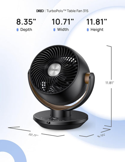 DREO Fan for Bedroom, Desk Air Circulator Fan with Remote, 11 Inch Table Fans for Whole Room, 65ft Powerful Airflow, 120° Vertical Manual +90° Oscillating, 4 Speeds, 8H Timer, 25dB Quiet Fan, Home