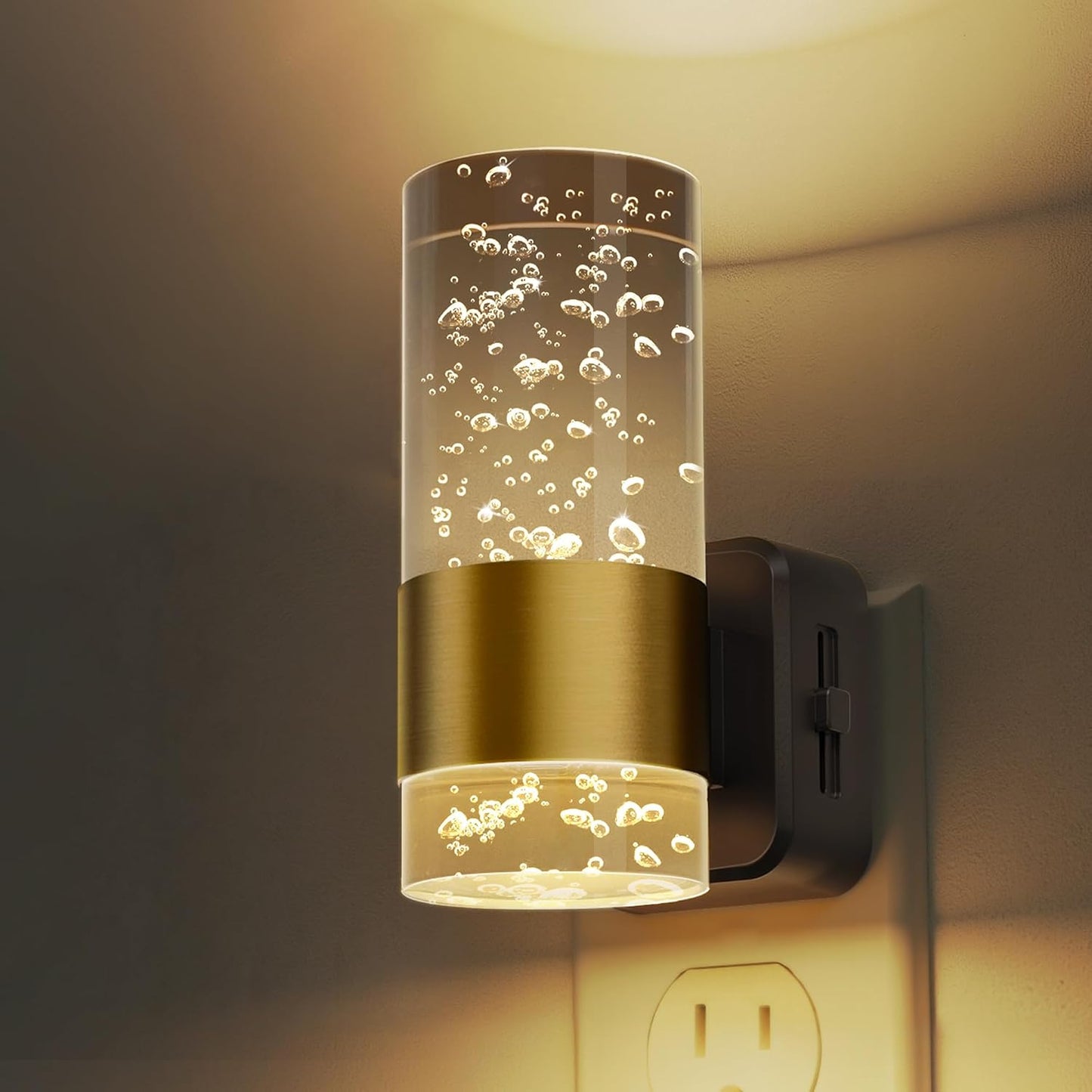 L LOHAS LED Night Lights Plug into wall, Amber Night Light with Adjustable Brightness, Plug in NightLight with Auto Light Sensor, Wall Sconce-Style Design Night Light for Bathroom,Hallway, 2 Pack