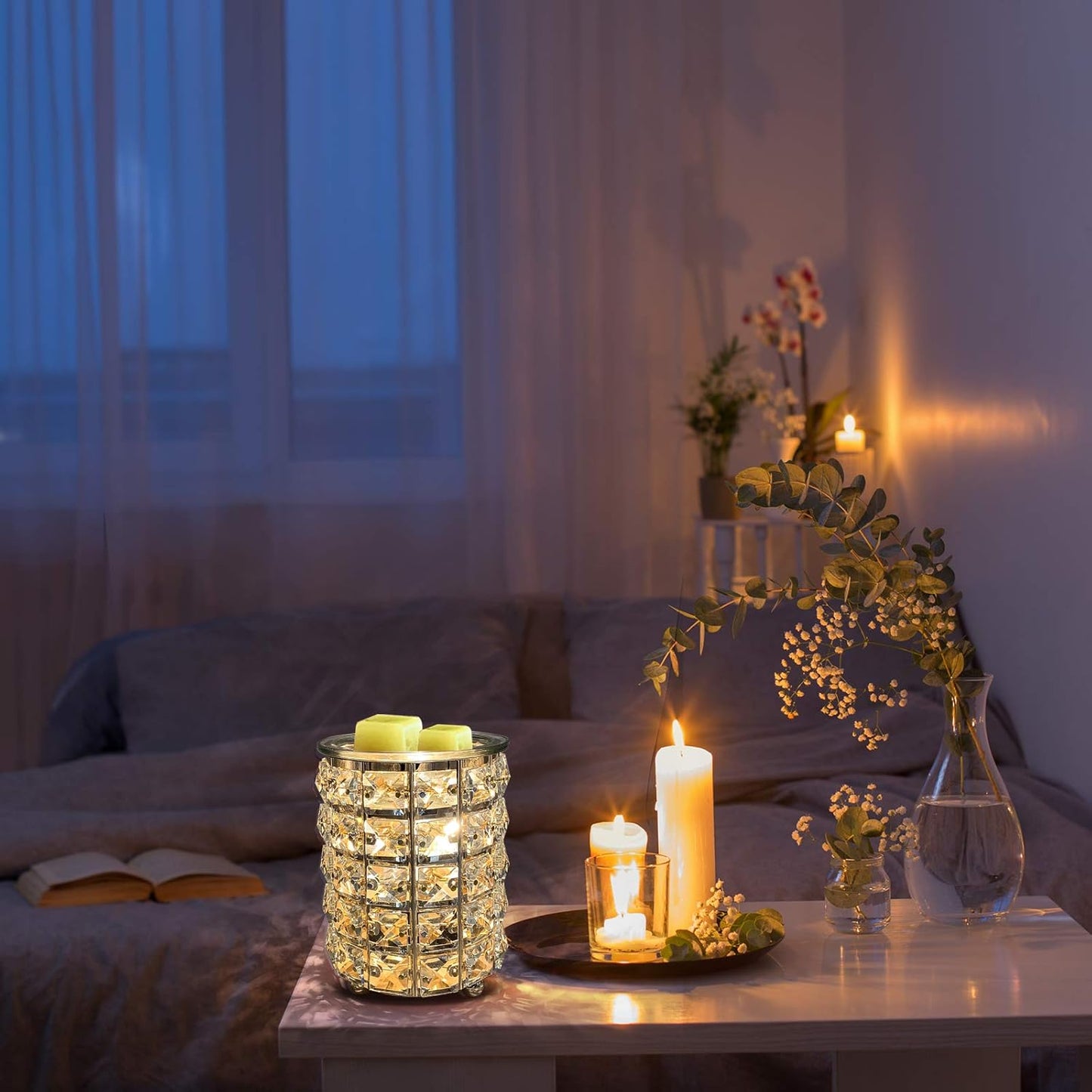 Leyoue Electric Crystal Wax Melt Warmer - Bulb Heating, Elegant Crystal Design, Quickly Melts Wax Blocks, Releases Long-Lasting Fragrance, Perfect Candle Wax Burner and Wax Warmer for Home Decor