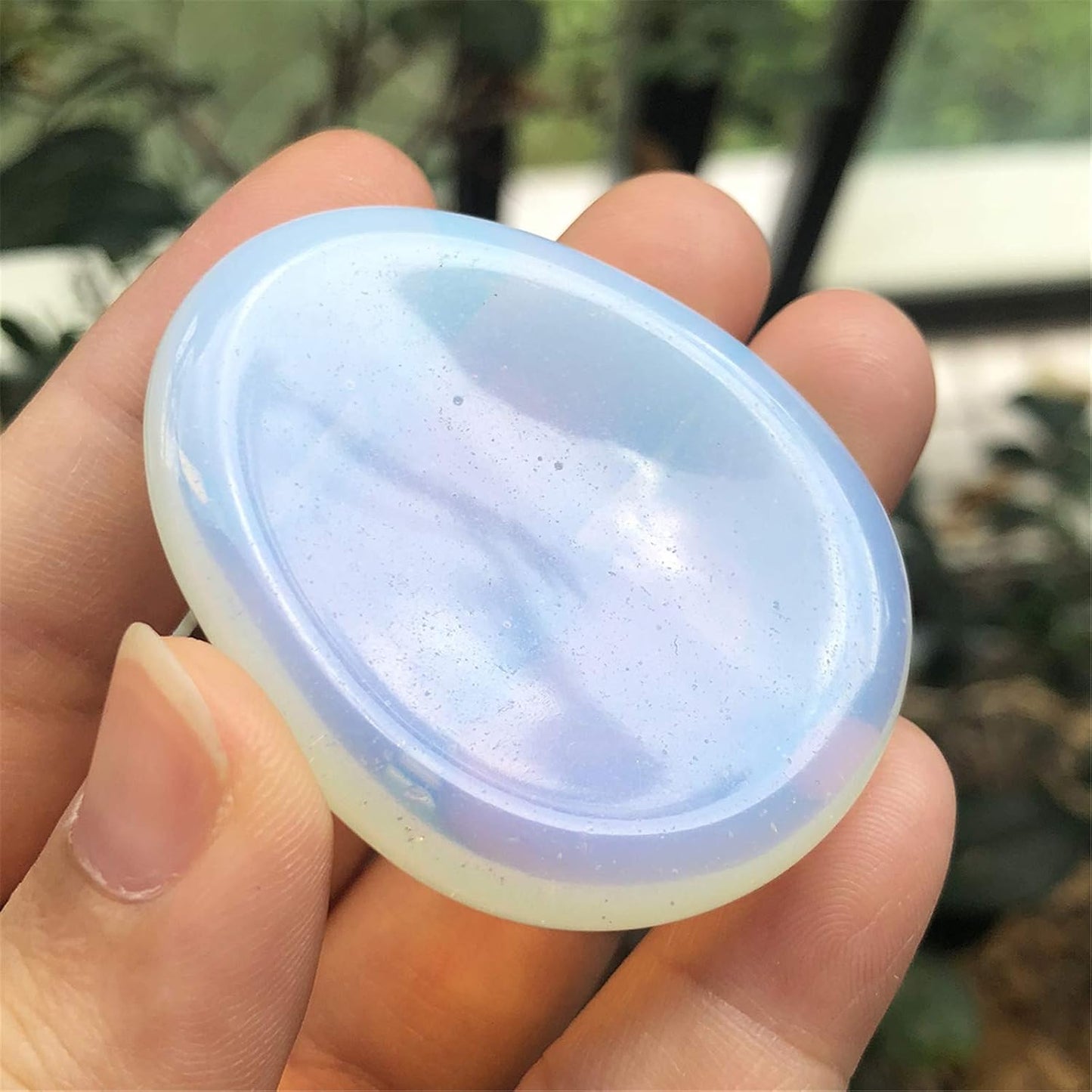Fekuar Natural Moonstone Crystal Thumb Worry Stone, Hand Carved Healing Crystal Teardrop Pocket Worry Stones for Anxiety Stress Relief Meditation