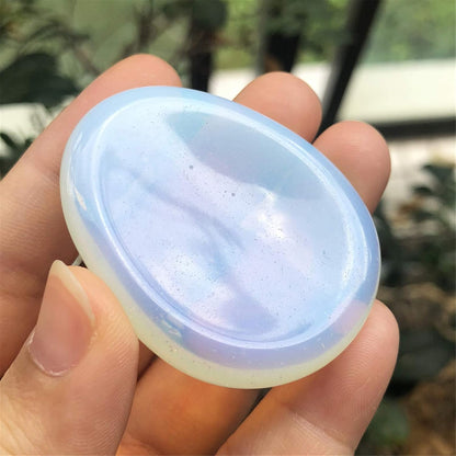 Fekuar Natural Moonstone Crystal Thumb Worry Stone, Hand Carved Healing Crystal Teardrop Pocket Worry Stones for Anxiety Stress Relief Meditation