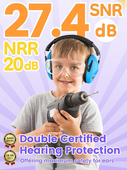 Dr.meter Ear Muffs for Noise Reduction: 27.4SNR Noise Cancelling Headphones for Kids Adults, EM100 Adjustable Hearing Protection Earmuffs for Monster Jam, Autism Sensory, Concerts, Fireworks- 3PACK