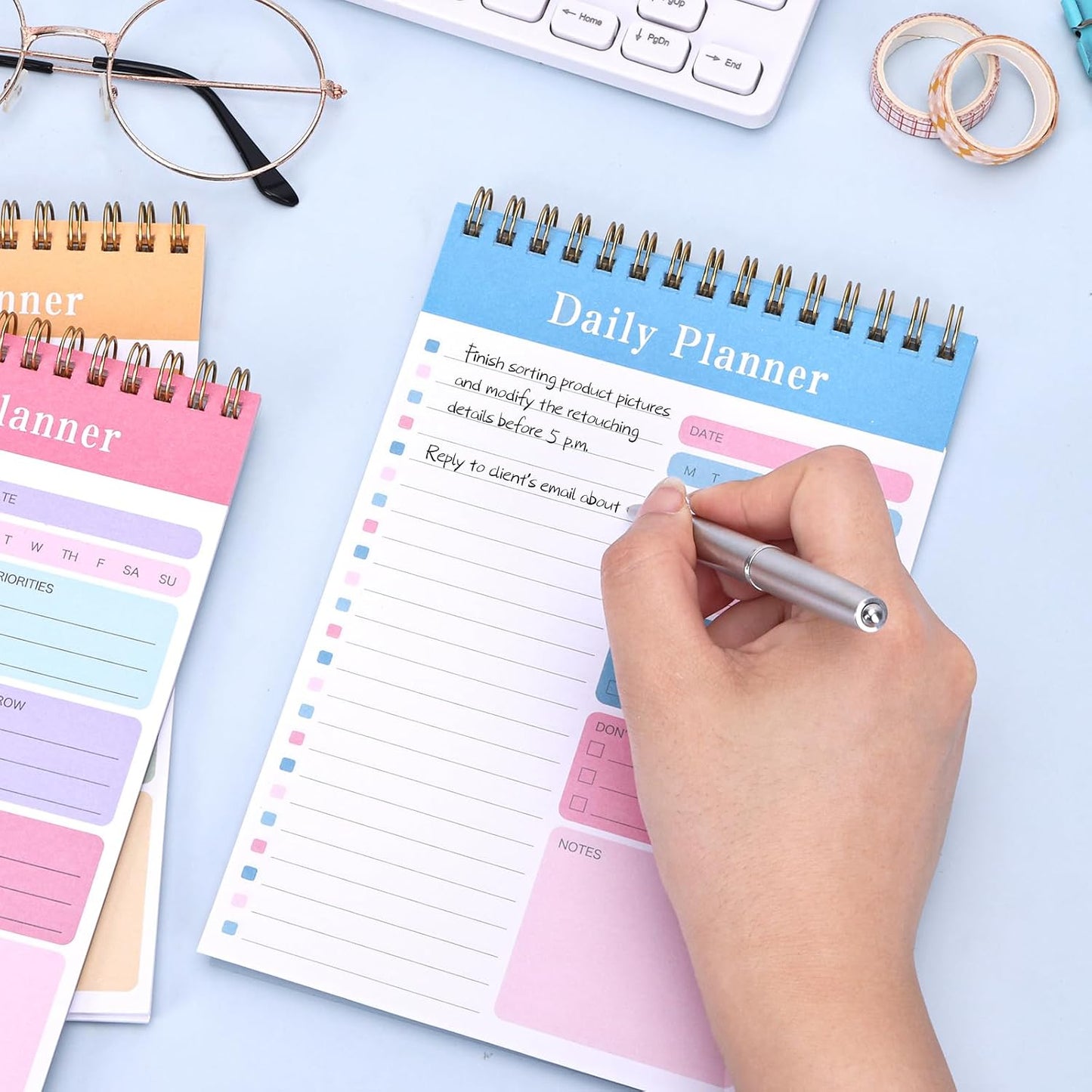 LABUK 10 Pack Daily To Do List Notepads 5" x 8" Daily Planner 30 Sheets Spiral to Do List Notebook for Classroom Office Plan Work Schedule Checklist