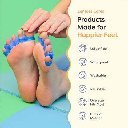 ZenToes Silicone Toe Spacers and Separators for Correct Toe Alignment, Bunion Relief, Hammertoe Straightener, Gel Orthopedic Corrector – 1 Pair (Black)