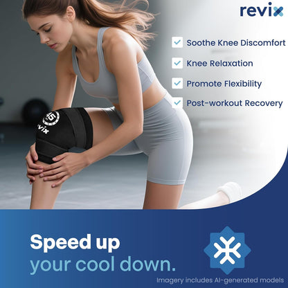 REVIX Knee Ice Pack Wrap, 45-Minute Long-Lasting Ice Pack for Knees with Ice Grid Gel Design, Reusable Gel Ice Wrap for Meniscus Tear, ACL, Cold Therapy for Elbows, Calves & Legs (12" × 9.5")
