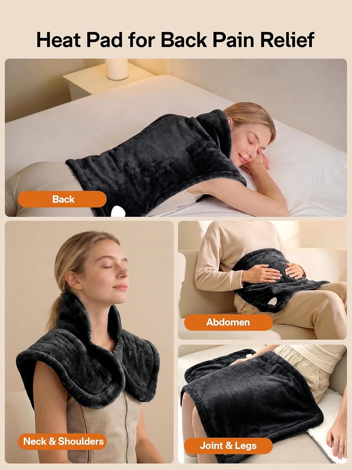 ALLJOY Heating Pad for Back Pain Relief, 24"x33" Weighted Heating Pad for Neck and Shoulders and Back, Father-s Day Gift-s for Dad, Neck Heating Pad Fast-Heating with 6 Settings, Auto Shut-Off