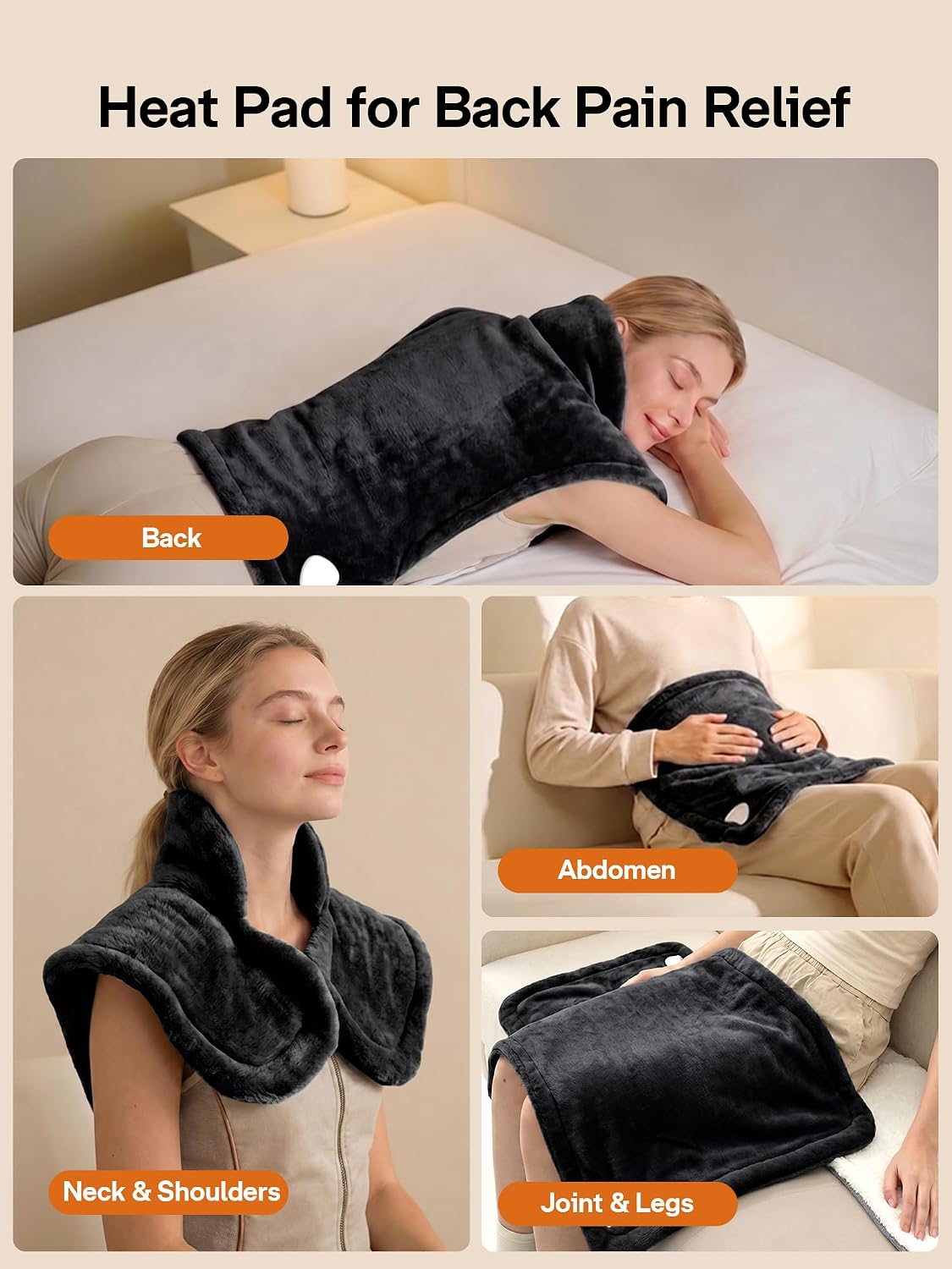 ALLJOY Heating Pad for Neck and Shoulders and Back Pain Relief