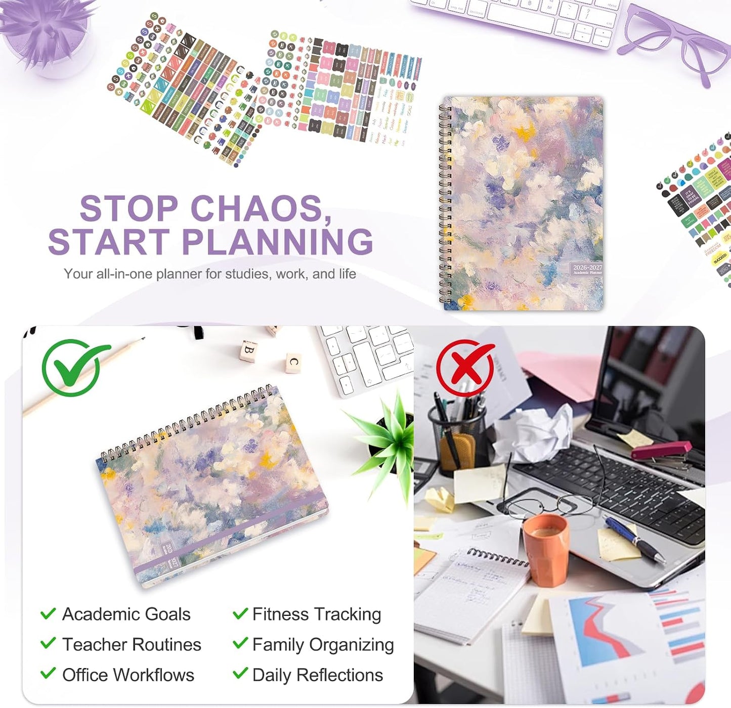 Planner 2026-2027, Weekly and Monthly Calendar Planner, JUL 2026 - JUN 2027 | A5(6.3'' x 8.5''), Hardcover, Agenda Book, Sprial Bound, Inner Pocket, Office and School Use