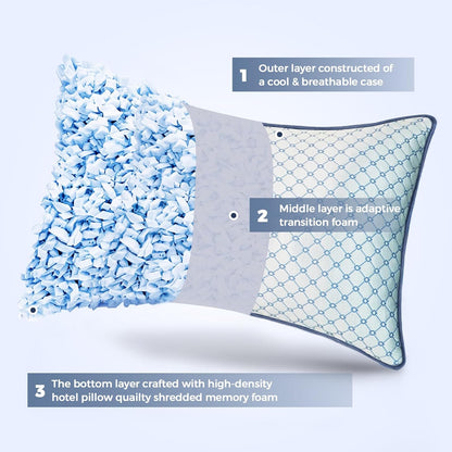 Adjustable Bed Pillows Queen Size Set of 2 for Sleeping, Soft and Supportive Bed Pillows with Memory Foam Filling for Side, Back and Stomach Sleepers, Neck Supportive-Queen Size, 2 Pack