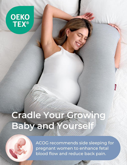 Momcozy Cooling Pregnancy Pillow - U Shaped Full Body Maternity Pillow