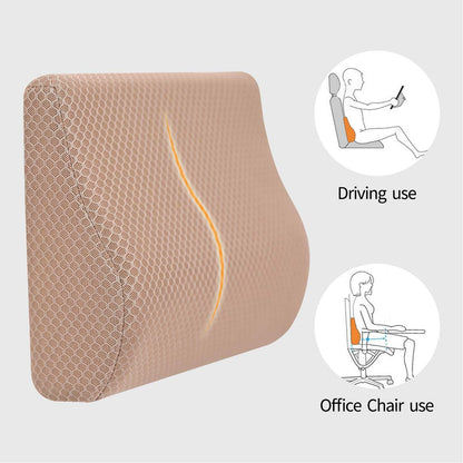 Memory Foam Lumbar Support Pillow for Car - Lower Back Support Cushion for Driving, Back Pain Relief for Car Seat, Office Chair, Wheelchair (Gray)
