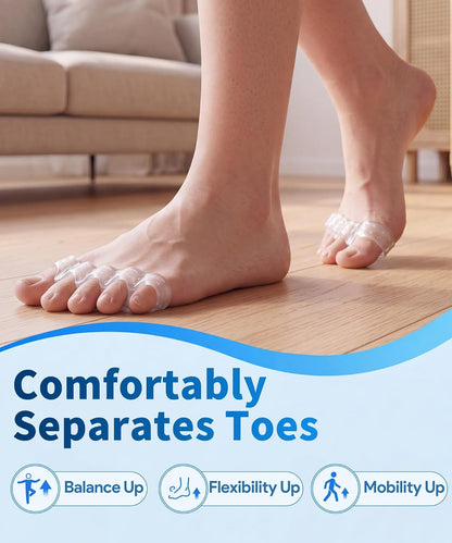 Toe Spacers for Women and Men, Silicone Toe Separators with Breathable Airflow Channels, Soft Washable Reusable Design for Daily Use, Stretching and Comfort, 1 Pair
