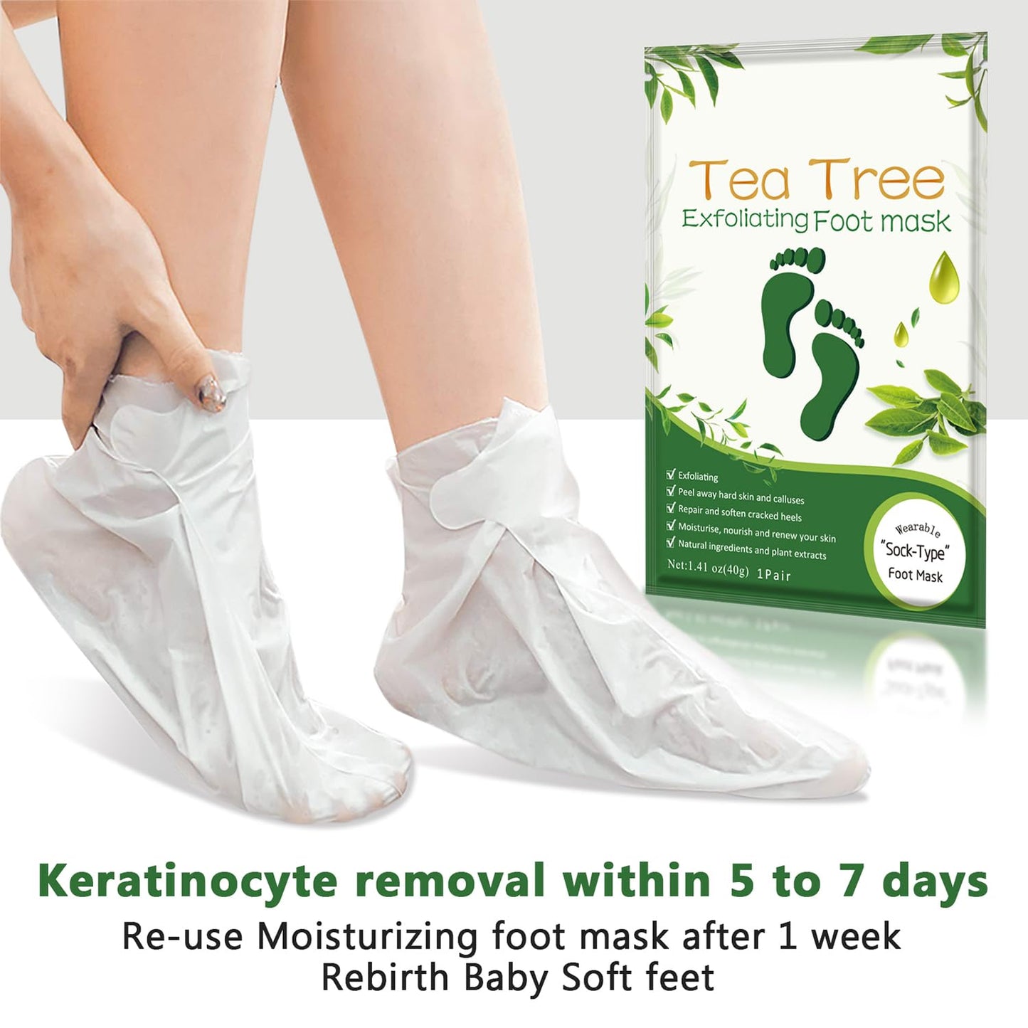 Foot Peeling Mask 5 Pack, Foot Peel Mask Remove Dead Skin, Rough Callus and Cracked Heels, Dry Skin Moisturizer for Soft and Smooth Baby Touch Feet (Lavender)