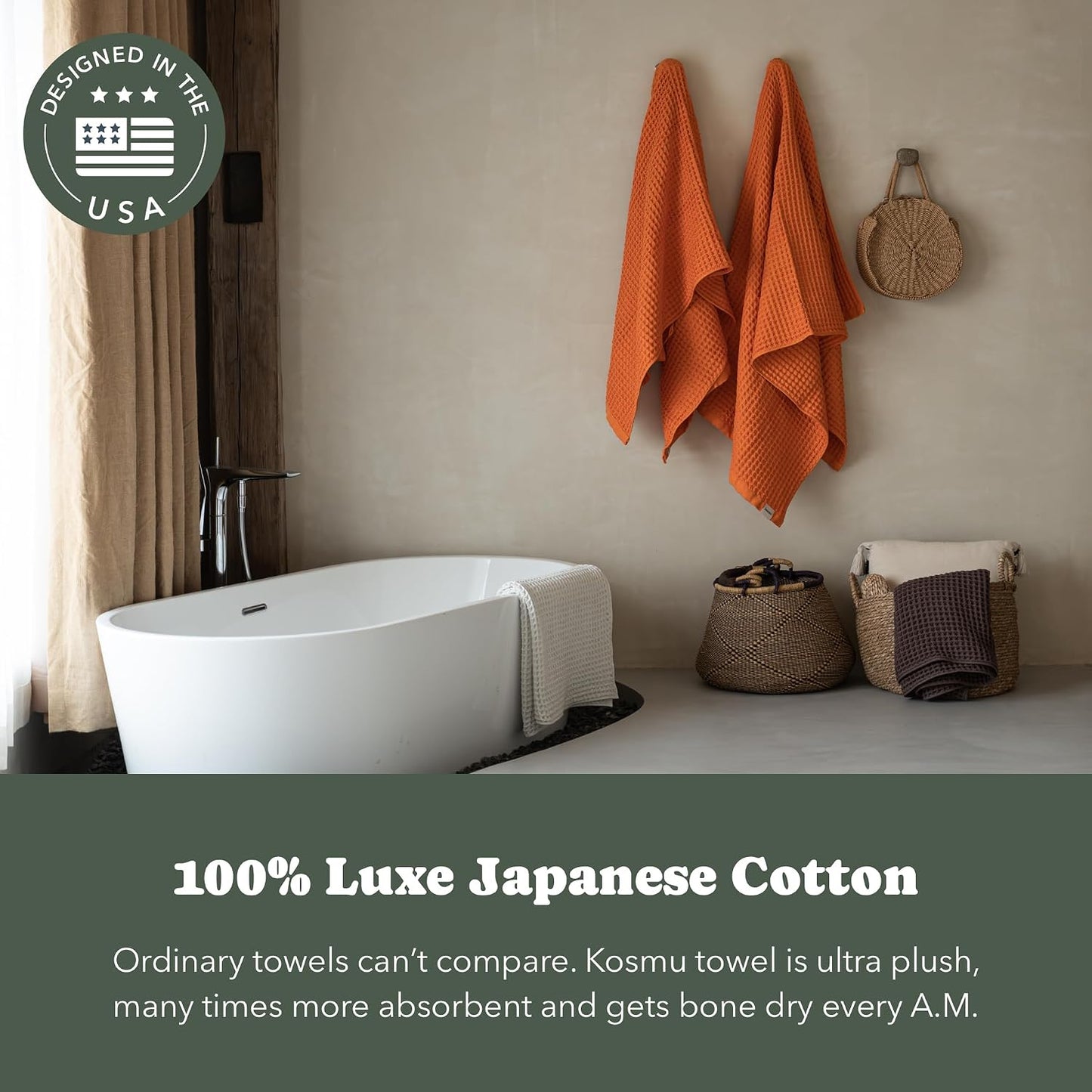 Luxury Organic Japanese Cotton Hair Drying Waffle Towel Wrap for Women | Absorbent, Quick-Dry Head Turban for Shower, Sauna, Spa | Extra Large for Long, Curly, Straight Hair With Button (White, 1 Pc)