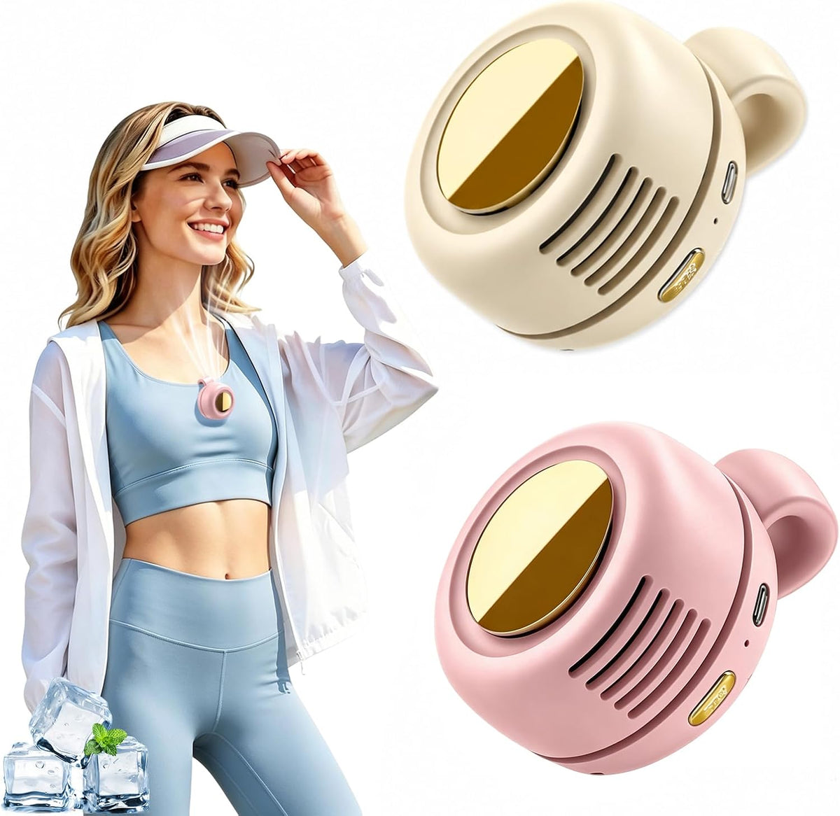 Portable Clip-On Fan, Mini Bladeless Waist Fan, 5100RPM 25dB Ultra-Quiet 3-Speed Rechargeable Small Whirlwind Fan, Hands-Free Personal Cooling for Outdoor Travel Office Camping with USB-C