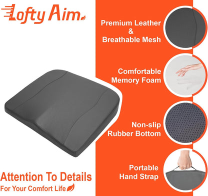 Lofty Aim Car Seat Cushion, Comfort Memory Foam Car Cushions for Driving - Sciatica & Lower Back Pain Relief, Driver Seat Pillow for Auto, Office Chair, Wheelchair - Black